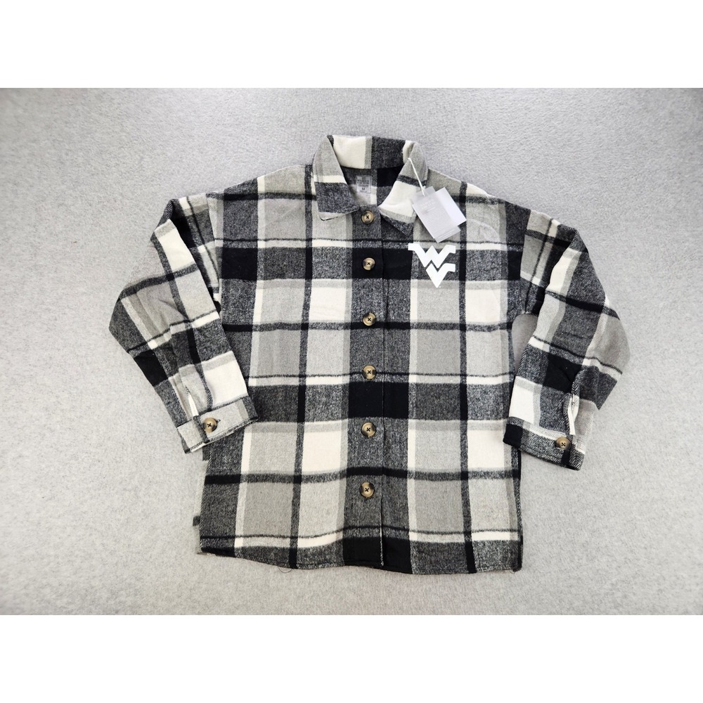THICK Plaid Gameday Couture West Virginia Mountaineers Womens MED shirt‎ Flannel